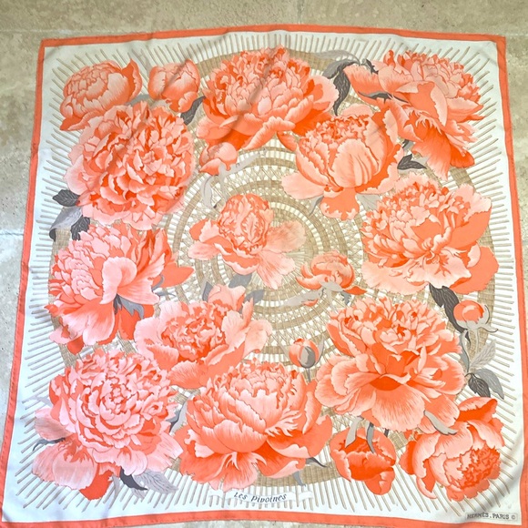 VTG Hermes Silk Scarf “Les Pivoines”, 90cm - Picture 1 of 6